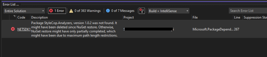 Error Restoring the NuGet After Upgrading Solution to .NET 6